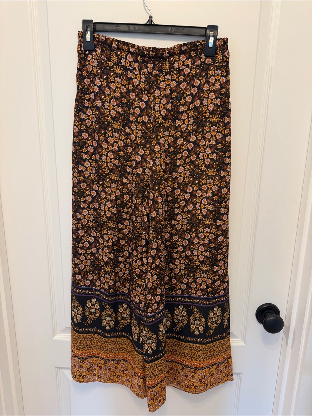 Kobi Halperin Brown Floral Print Wide Leg Pants Capris